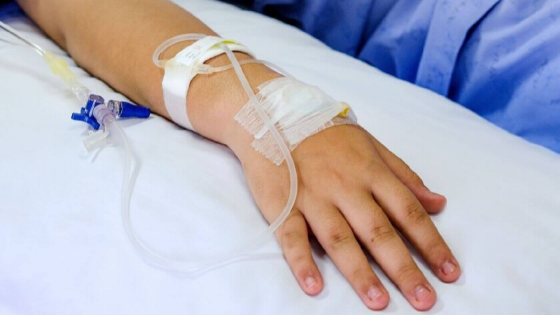 Patient with pediatric IV placement